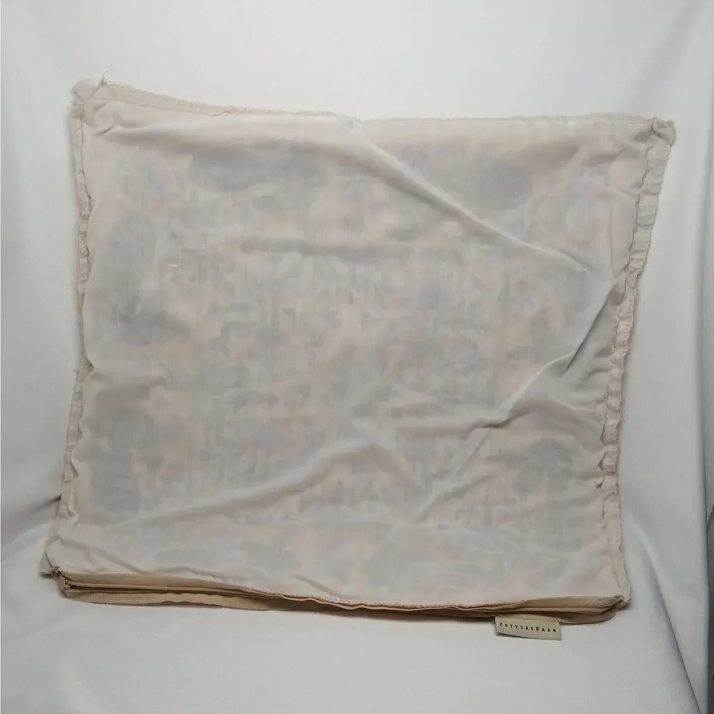 Pottery Barn Crewel Embroidered Peacock Pillow Cover Pair Linen Cotton 20x20